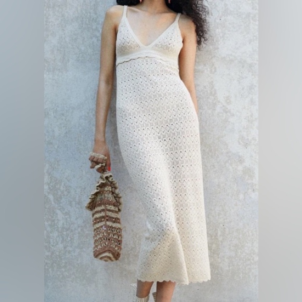 Zara Cream Crochet Maxi Dress